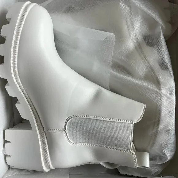 NEW White Chunky Platform Rubber Ankle Boots Size 7 - Picture 5 of 6